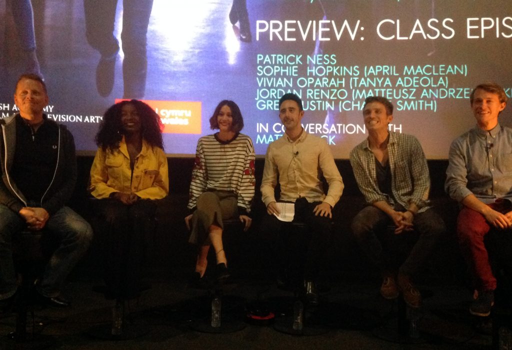 Patrick Ness and the cast of Doctor Who spin-off Class